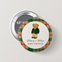 Christmas Plaid Preppy Bear Baby Shower 