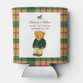 Christmas Plaid Preppy Bear Baby Shower  Dosenkühler (Rückseite)