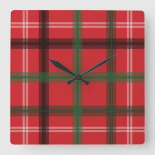 Christmas plaid quadratische wanduhr