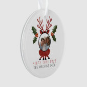 Christmas Plaid Reindeer with Personalized Photo Ornament (Vorderseite)