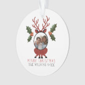 Christmas Plaid Reindeer with Personalized Photo Ornament (Vorderseite)