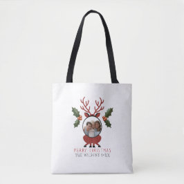 Christmas Plaid Reindeer with Personalized Photo Tasche