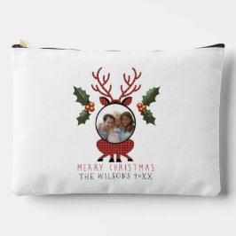 Christmas Plaid Reindeer with Personalized Photo Zubehörtasche