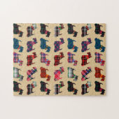 Christmas Plaid Scottish Terrier Dogs Puzzle (Horizontal)