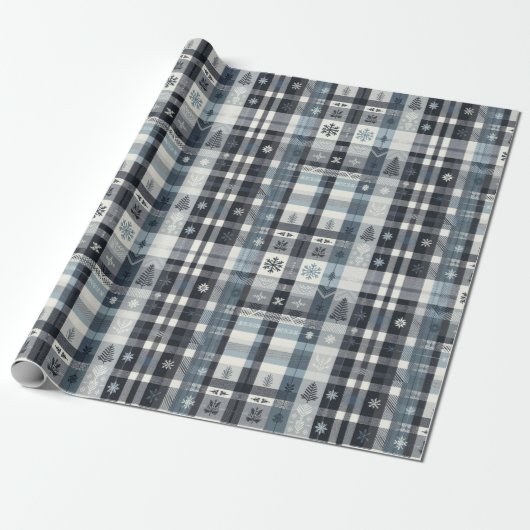 Christmas Plaid Snowflake & Tree  Geschenkpapier (Ungerollt)
