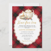 Christmas Plaid Tea Party Bridal Shower Invitation Einladung (Vorderseite)