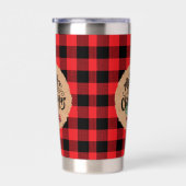 Christmas Plaid Vintage Truck Script Water Bottle Thermobecher (Rechts)