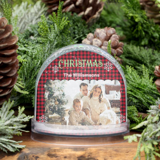 Christmas Plaids Family Gift Custom Photo Schneekugeln