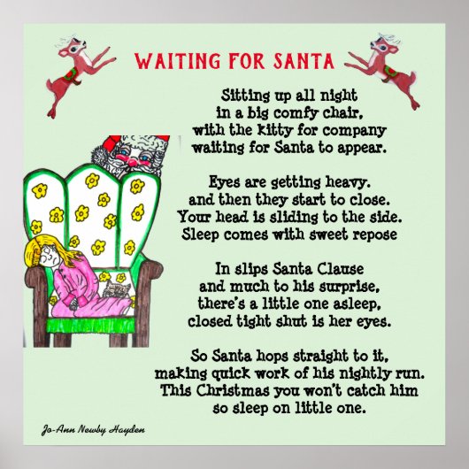CHRISTMAS POEM WARTEND FÜR SANTA-Plakat Poster (Vorne)