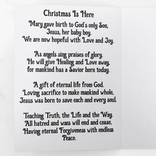 Christmas Poetry Trifold Pamphlet Dreifach-gefaltete Programmkarte (Innen Erste Seite)