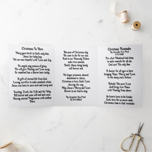 Christmas Poetry Trifold Pamphlet Dreifach-gefaltete Programmkarte (Innenseite)