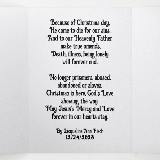 Christmas Poetry Trifold Pamphlet  Dreifach-gefaltete Programmkarte (Innenseite Mitte)
