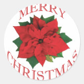Christmas Poinsetta Runder Aufkleber (Vorderseite)