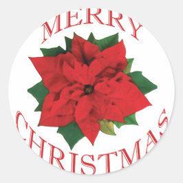 Christmas Poinsetta Runder Aufkleber
