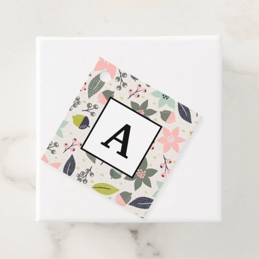 Christmas Poinsettia Acorns Grau Aqua Lime Green Geschenkanhänger (Beispiel)