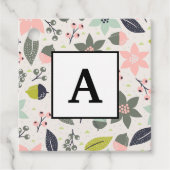 Christmas Poinsettia Acorns Grau Aqua Lime Green Geschenkanhänger (Vorderseite)