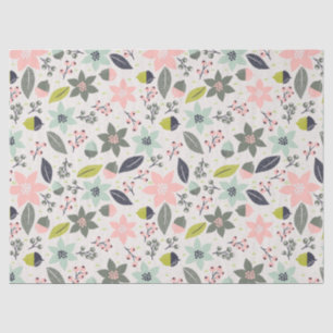 Christmas Poinsettia Acorns Grau Aqua Lime Green Seidenpapier