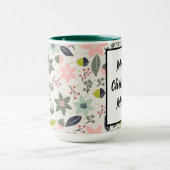 Christmas Poinsettia Acorns Grau Aqua Lime Green Tasse (Zentrum)