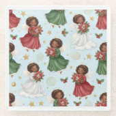 Christmas Poinsettia Angels Glasuntersetzer (Vorderseite)