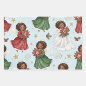 Christmas Poinsettia Angels  Wrapping Paper Sheets Geschenkpapier Set (Vorderseite 3)