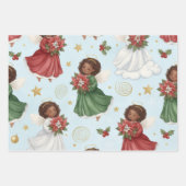 Christmas Poinsettia Angels  Wrapping Paper Sheets Geschenkpapier Set (Vorderseite 2)