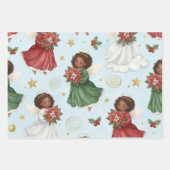 Christmas Poinsettia Angels  Wrapping Paper Sheets Geschenkpapier Set (Vorderseite)