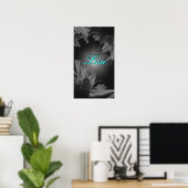 Christmas Poinsettia Black and Grey Lisa I Poster (Heimbüro)