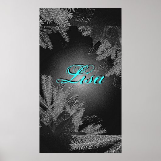 Christmas Poinsettia Black and Grey Lisa I Poster (Vorne)