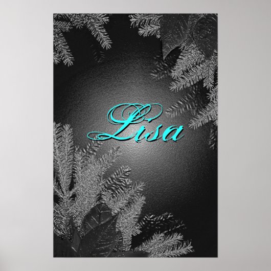 Christmas Poinsettia Black and Grey Lisa III Poster (Vorne)