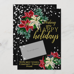 Christmas Poinsettia Black Gift Card Inhaber Feiertagskarte