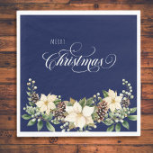 Christmas Poinsettia blau Serviette