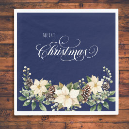 Christmas Poinsettia blau Serviette