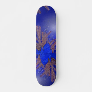 Christmas Poinsettia Blue I Skateboard