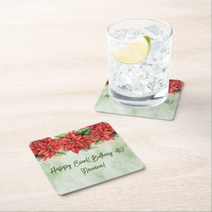 Christmas Poinsettia Blume Blumenkohl Party Rechteckiger Pappuntersetzer