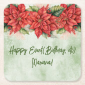 Christmas Poinsettia Blume Blumenkohl Party Rechteckiger Pappuntersetzer (Vorderseite)
