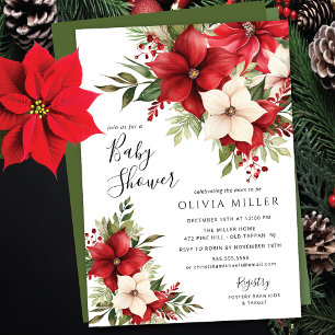 Christmas Poinsettia Blume Kinderdusche Einladung
