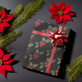 Christmas Poinsettia Blume Mistletoe Red Berries Geschenkpapier