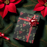 Christmas Poinsettia Blume Mistletoe Red Berries Geschenkpapier<br><div class="desc">Weihnachts Poinsettia Blume und Mistletoe Red Berries Weihnachtswrapping Paper.</div>
