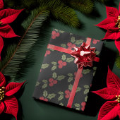 Christmas Poinsettia Blume Mistletoe Red Berries Geschenkpapier