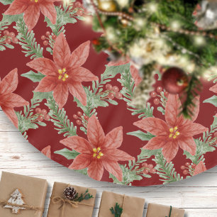 Christmas Poinsettia Blume Red Green Botanic Polyester Weihnachtsbaumdecke