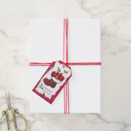 Christmas Poinsettia Boot-Geschenk-Tag Geschenkanhänger