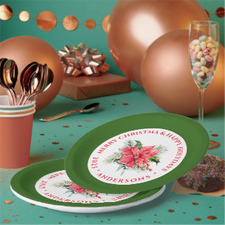 Christmas Poinsettia Bouquet Custom Red Text Pappteller