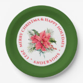Christmas Poinsettia Bouquet Custom Red Text Pappteller (Vorderseite)