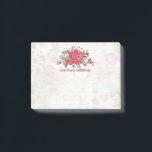 Christmas Poinsettia Bouquet über Vintage Collage Post-it Klebezettel<br><div class="desc">Weihnachts-Post-it-Notizen. Der Hintergrund ist eine Vintage Collage mit einem verblassten Bild von rosa Rosen,  grünen Blätter und französischer Schrift. Obergeschoss liegt ein hübscher Poinsettienbukett.</div>