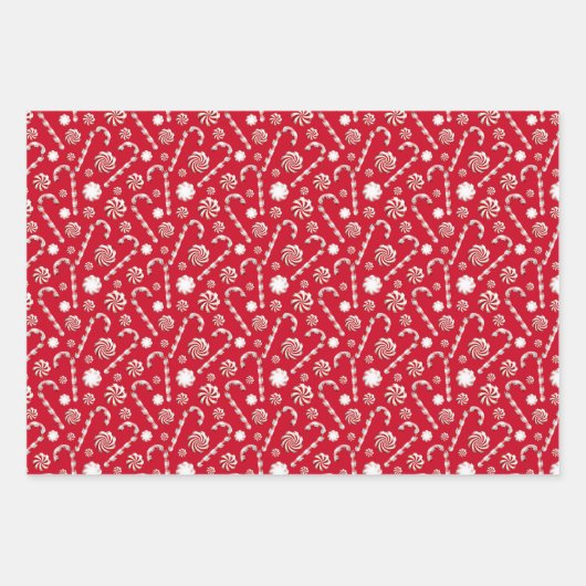 Christmas Poinsettia Bow Candy Cane Candle Red Geschenkpapier Set (Vorderseite 2)