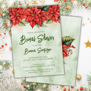 Christmas Poinsettia Brautparty Einladung
