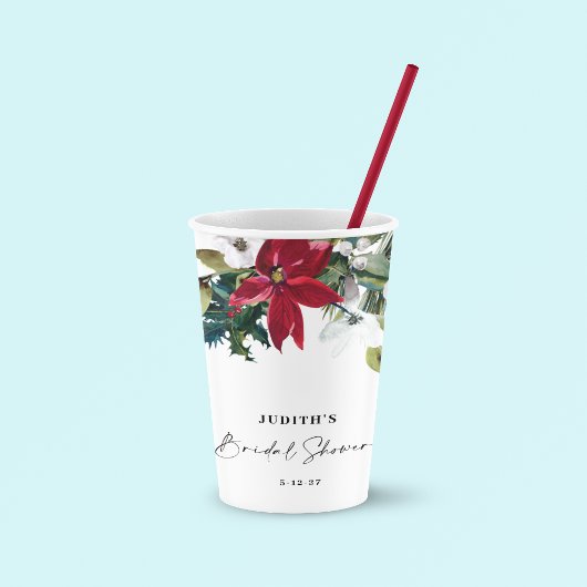 Christmas Poinsettia Brautparty Pappbecher