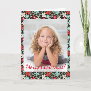 Christmas Poinsettia Bright Red White Aqua Foto