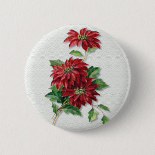 Christmas Poinsettia Button