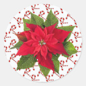 Christmas Poinsettia Candy Canes Umschlag Aufklebe Runder Aufkleber (Vorderseite)